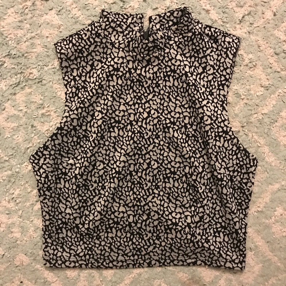 Cheetah/Jungle Print High Neck Crop Top